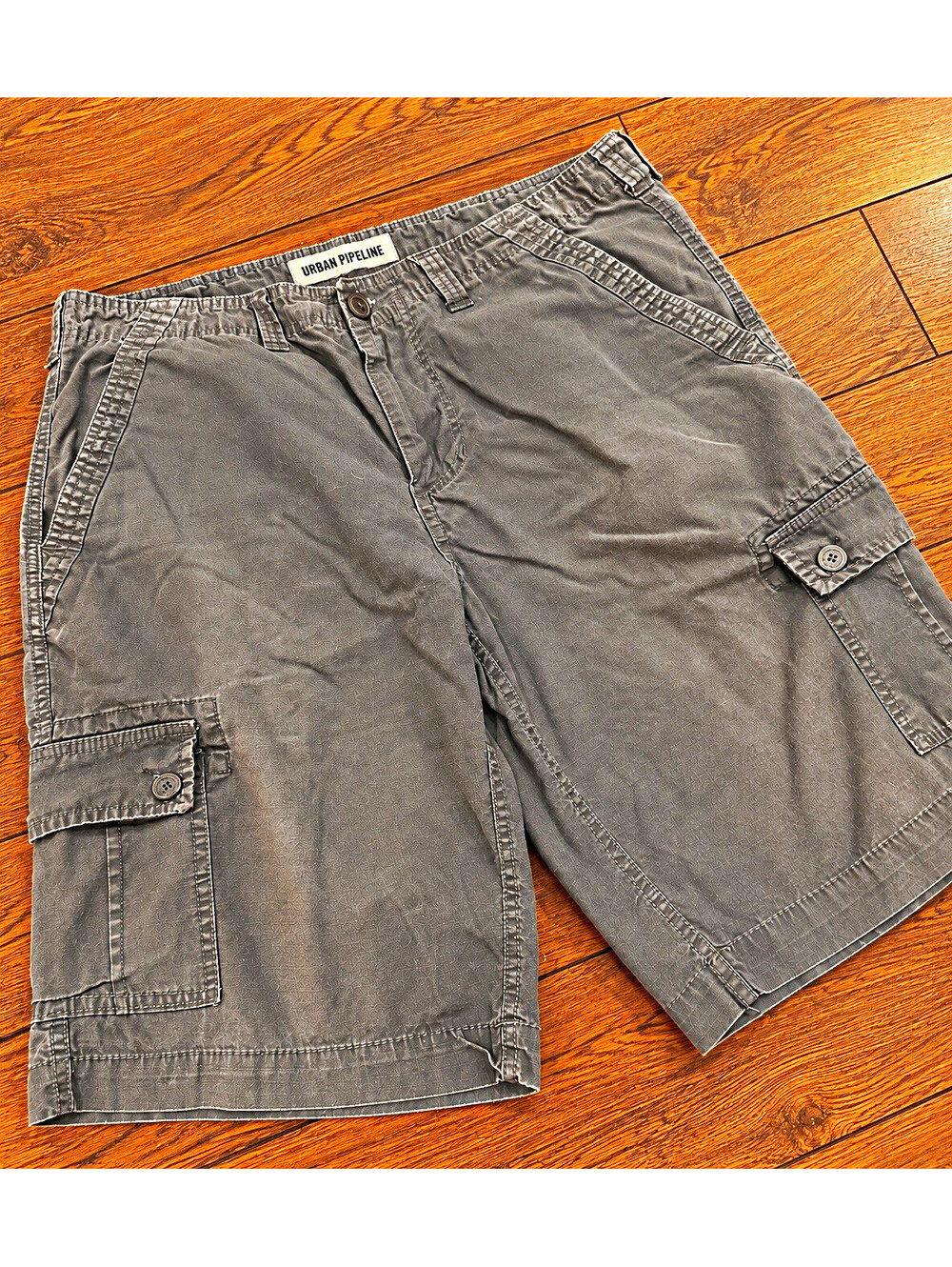 Urban Pipeline Men's Gray Cotton Canvas Cargo Shorts Cargo Pockets Size 32